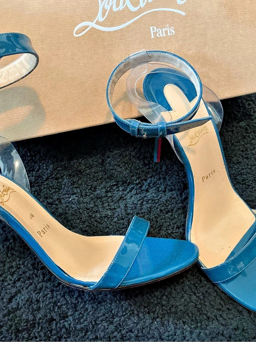 Christian Louboutin Jonatina Blue Ankle Strap Heels Like New